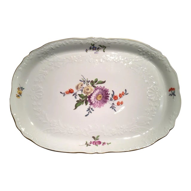 Mid 20th Century Meissen Porcelain Plate With Floral Theme For Sale