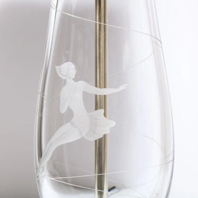 Mid-Century Modern Translucent & Frosted Glass Figurative Table Lamp by Orrefors For Sale - Image 12 of 13