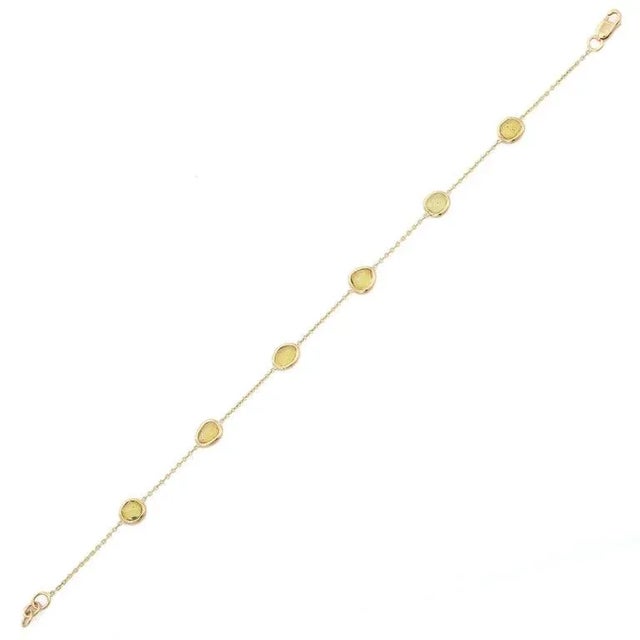 Art Deco Vivid 3.42ct Yellow Sapphire Link Chain Birthstone Bracelet in 18k Solid Gold For Sale - Image 3 of 14