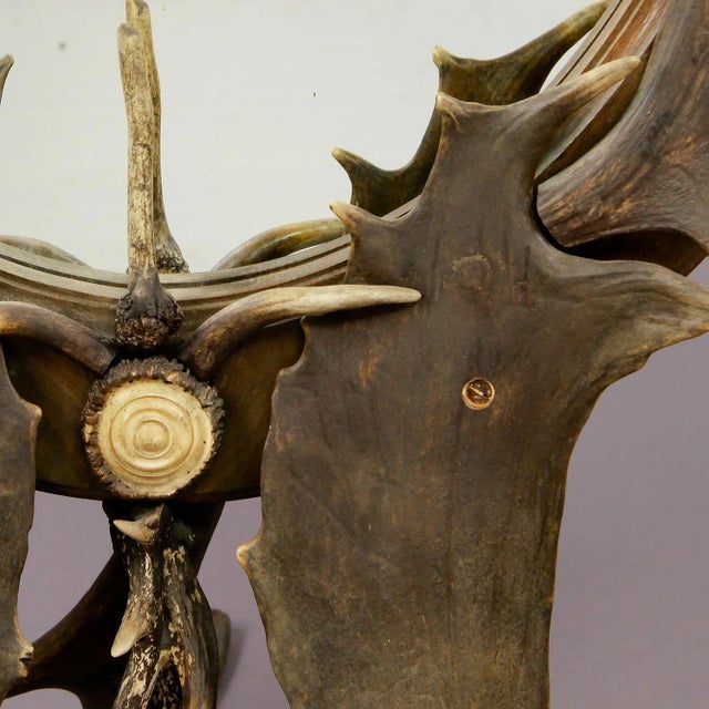 Wood Large Antique Antler Standing Mirror, Germany Ca. 1890 For Sale - Image 7 of 8
