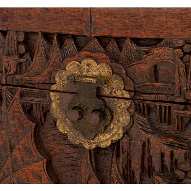 Chinese Figural Carved Camphor Wood Chest For Sale - Image 9 of 12