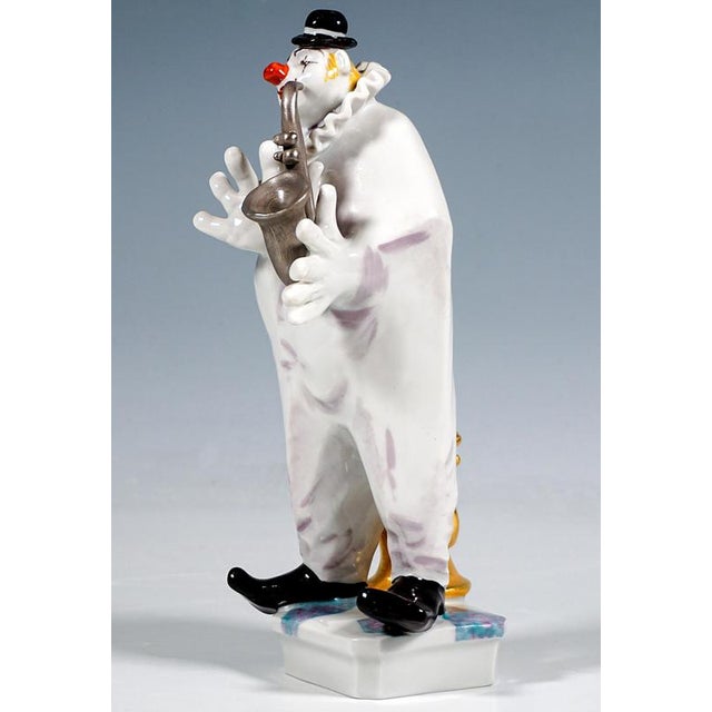 Vintage Clown Figurine with Saxophone by P. Strang for Meissen, 1990 For Sale - Image 4 of 6
