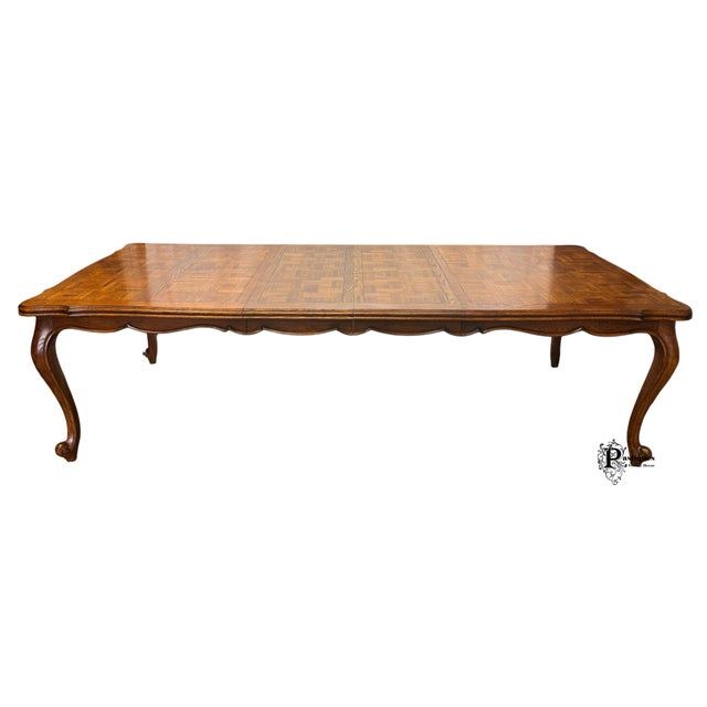 Vintage Century French Country Style Oak Parquet Extension Dining Table For Sale - Image 12 of 12