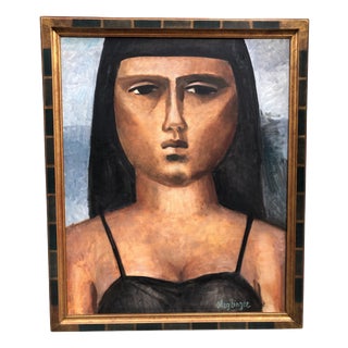 Oleg Zinger, Portrait of a Woman, 1980s, Oil Painting on Canvas For Sale