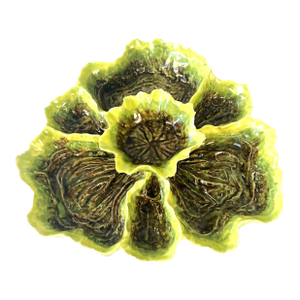 Vintage 1950s Hedi Schoop Ruffled Edge Green Appetizer Dish With Dipper