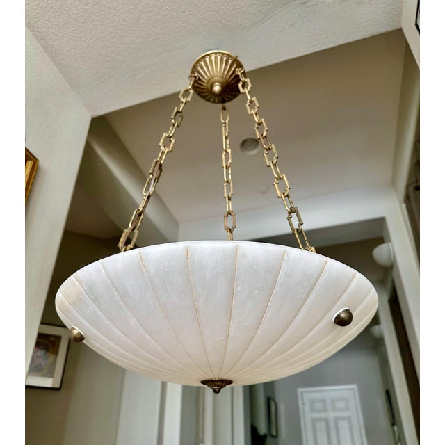 Late 20th Century Late 20th Century Directoire Style French Alabaster Pendant Chandelier For Sale - Image 5 of 17