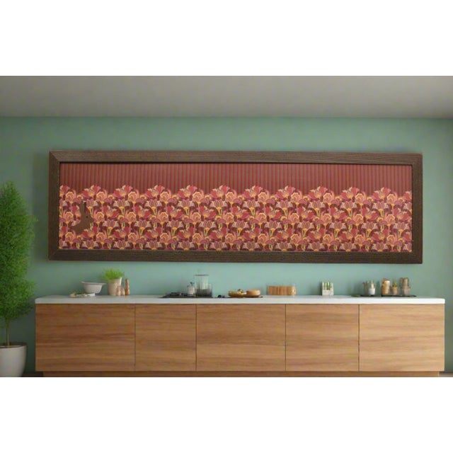 1980s Large 8 Foot Framed Wall Print | Brown Bunny in Flower Garden For Sale - Image 5 of 5