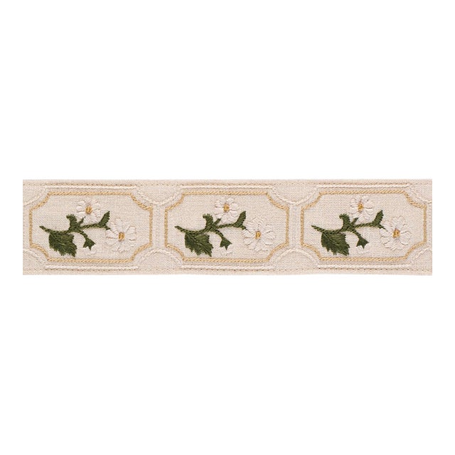 Sample - Schumacher Jolie Hand Embroidered Tape Trim in Neutral For Sale