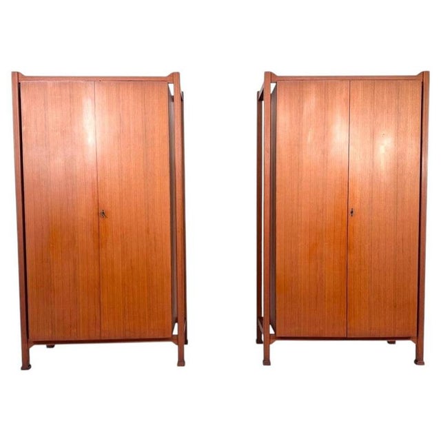 Wood Mid-Century Wardrobes, Italy, 1960s, Set of 2 For Sale - Image 7 of 7