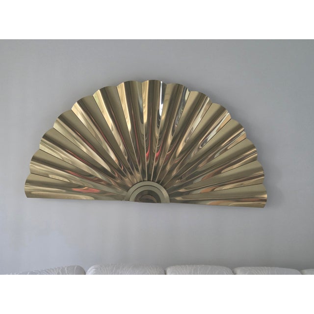 Brass Vintage Curtis Jere Signed Brass Sunrise Wall Sculpture 1989 For Sale - Image 8 of 17