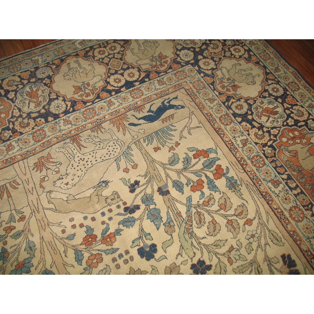 Zabihi Collection Pictorial Paradise Antique Tabriz Oversize Tree of Life Rug For Sale - Image 11 of 18