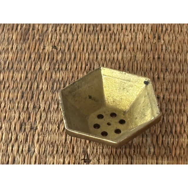 MCM Brass Flower Frog or Incense Holder For Sale - Image 4 of 9