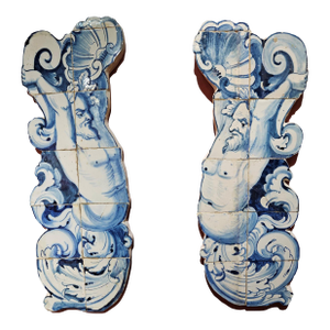 Pair of 18th-Century Portuguese Azulejo Tile Mermen