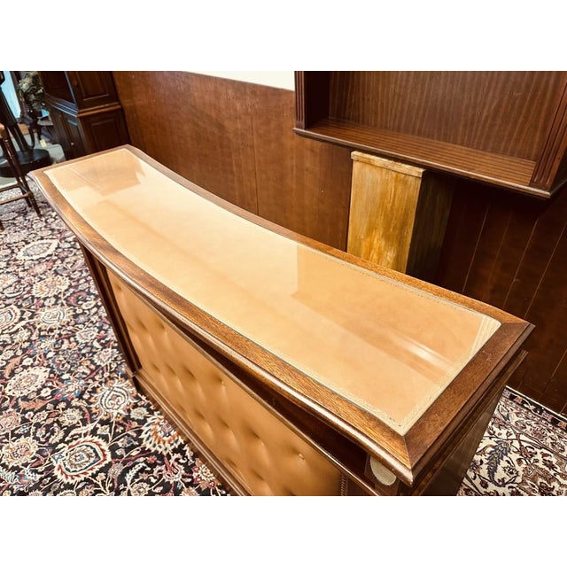 English Chesterfield Mahogany Bar with Bar Stools, Set of 5 For Sale - Image 12 of 18