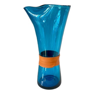Swedish Modern Carafe in Turquoise by Jacob Bang for Holmegaard, 1950s For Sale