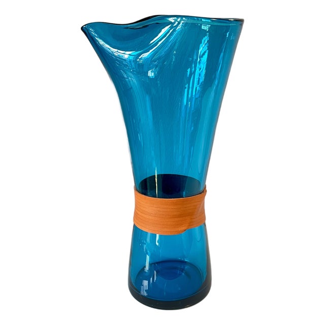 Swedish Modern Carafe in Turquoise by Jacob Bang for Holmegaard, 1950s For Sale