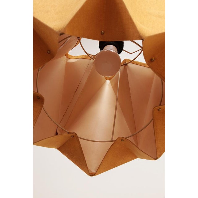 Textile Orange Vintage Fabric Hanging Lamp, 1960s For Sale - Image 7 of 14