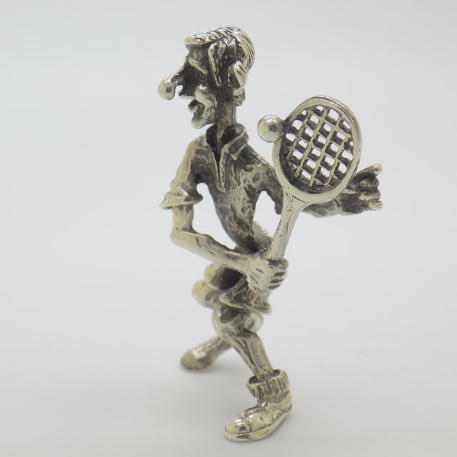 Vintage Italian Silver 800 Cartoonish Tennis Player Figurine by Raspini, Arezzo, 1970s For Sale - Image 4 of 13