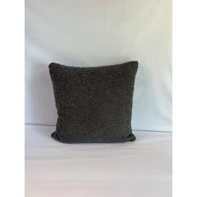 Contemporary Early 21st Century Charcoal Boucle Puffy Luxury Pillows- a Pair For Sale - Image 3 of 4
