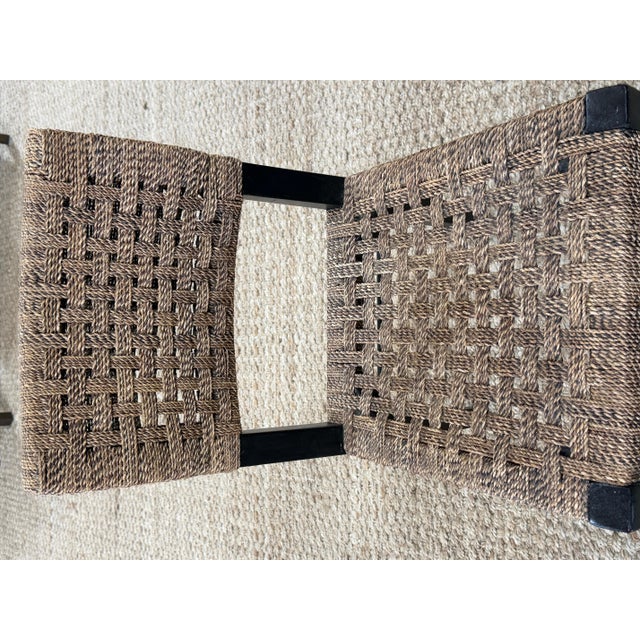 4 Palecek Blackened Pananawood & Woven Seagrass Dining Chairs, Late 20th Century For Sale - Image 16 of 17