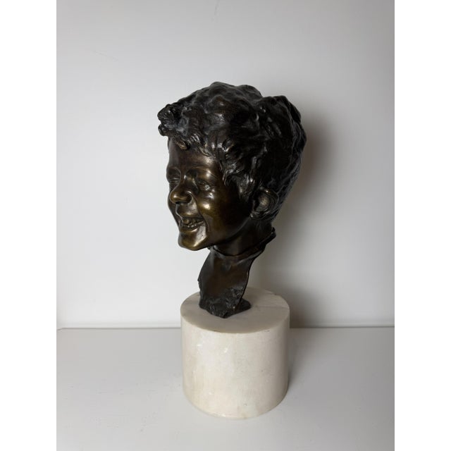 Head of a Neapolitan Street Urchin, Late 19th Century, Bronze on Marble Base For Sale - Image 13 of 18