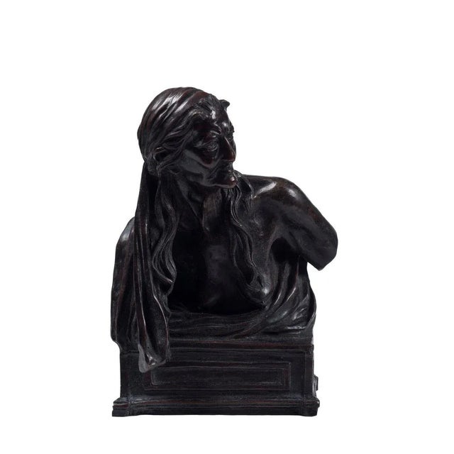 The Sibyl is an original sculpture realized by Vincenzo Gemito. Dark glazed bronze sculpture. Signature of the artist on...