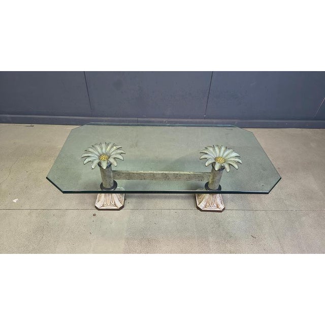 Vintage Cast Iron and Glass Flower Coffee Table, 1960s For Sale - Image 9 of 10