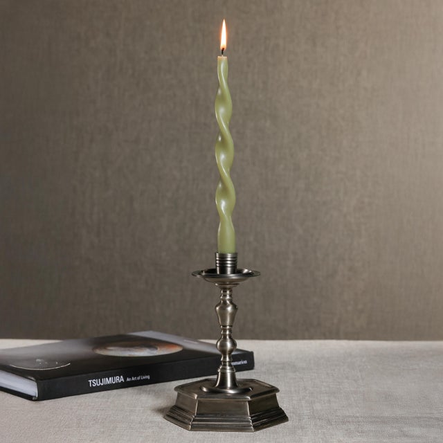 Contemporary Lumière Twist Taper Candles, Set of 12 in Dried Sage, 10" For Sale - Image 3 of 5