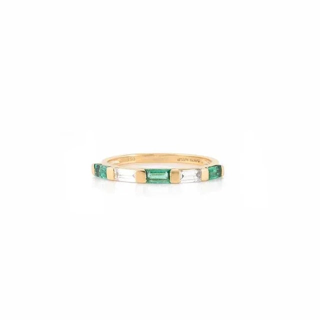 Not Yet Made - Made To Order Alternate Baguette Emerald Diamond Stackable Band Ring Size 7 For Sale - Image 5 of 9