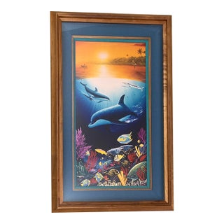1990s Framed Print "Dolphin Dawn" by Robert Wyland. For Sale
