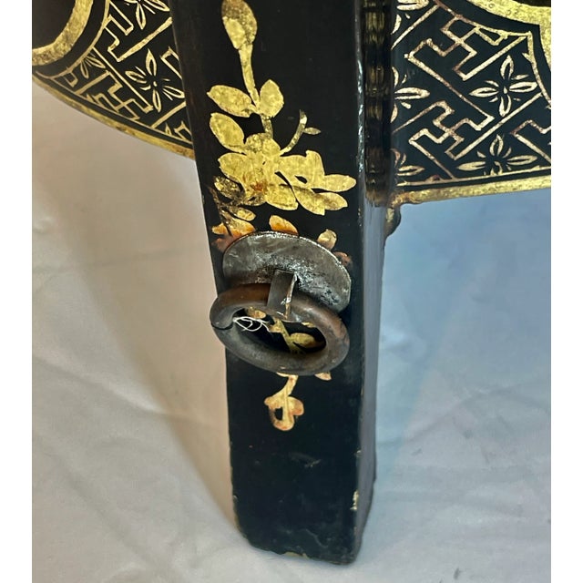 Qing Dynasty Chinese Black and Gold Lacquer Multi-Tiered Wedding Box For Sale - Image 12 of 18