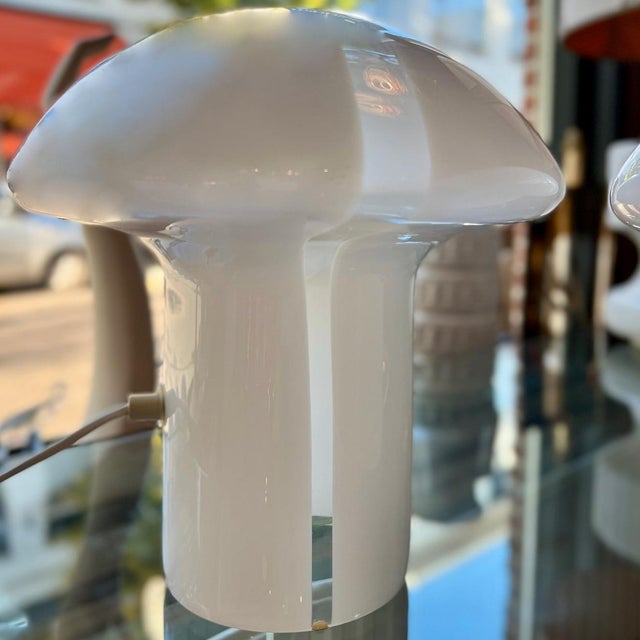 Pair of Timeless Murano glass table lamp in a rare and delicate mushroom shape. This piece was presumably designed by...