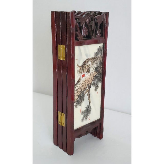 Antique White Mini Chinese Marble Folding Screen For Sale - Image 8 of 8