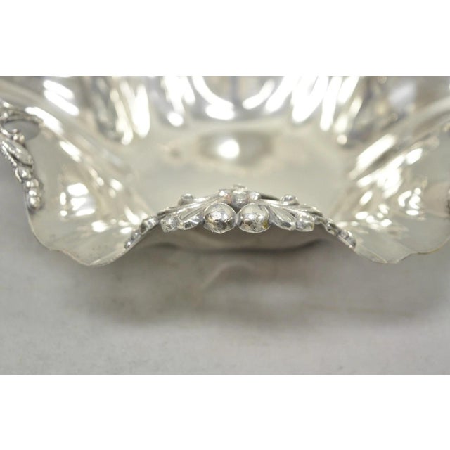Vintage Victorian Silver Plated Scalloped Candy Dish Fruit Bowl Berry Design For Sale - Image 9 of 17