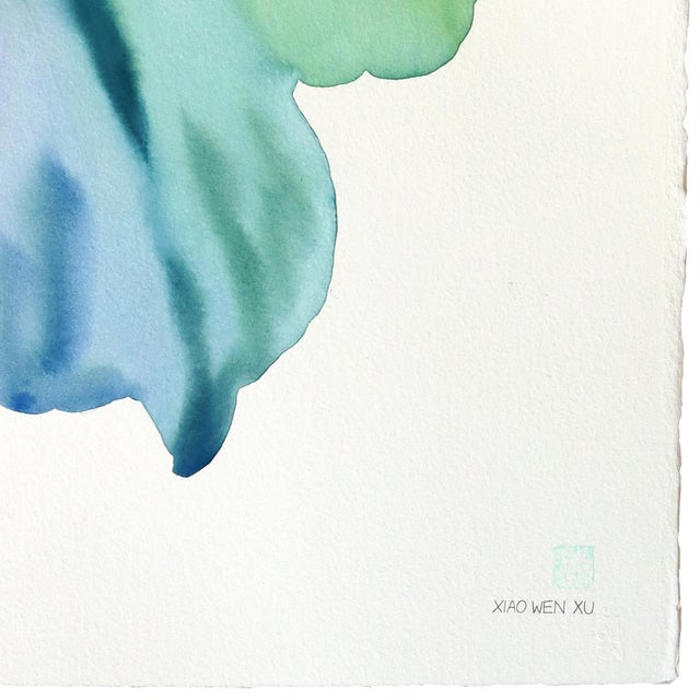 Rainbowland Petunia - Original Floral Abstract Watercolor Painting on Paper by Xiao Wen Xu For Sale - Image 4 of 7