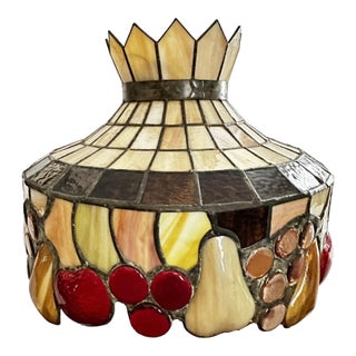 Vintage 1960s Leaded Tiffany Style Hanging Lamp Shade For Sale