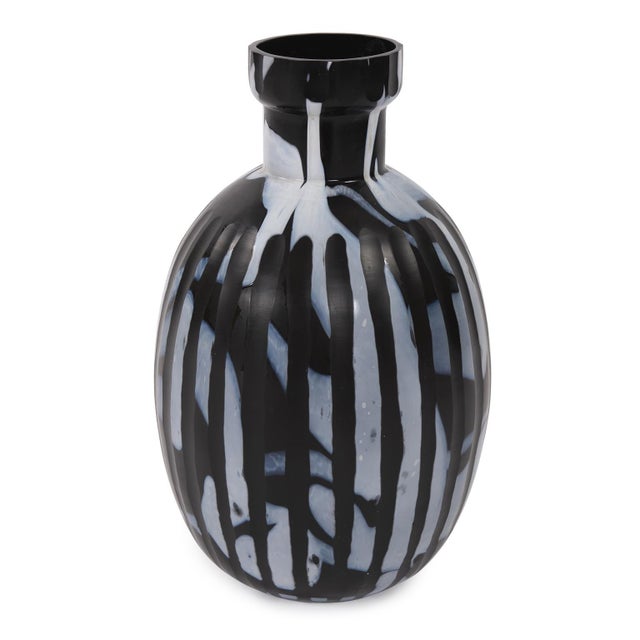 Abstract Sanders Black Glass Vase For Sale - Image 3 of 5