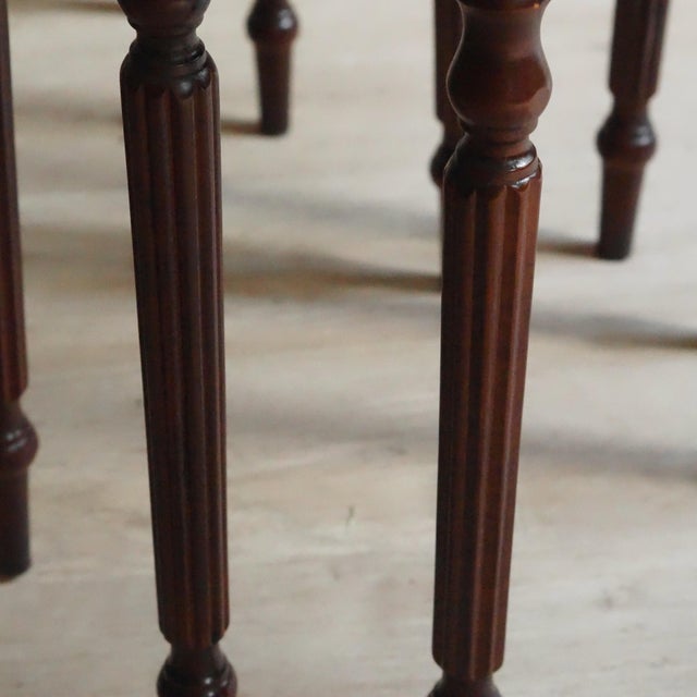 Wood Regency Mahogany Nesting Tables with Glass Tops, Set of 3 For Sale - Image 7 of 9