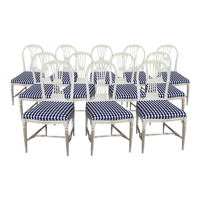Set of 12 Gustavian Chairs, 1890's. For Sale