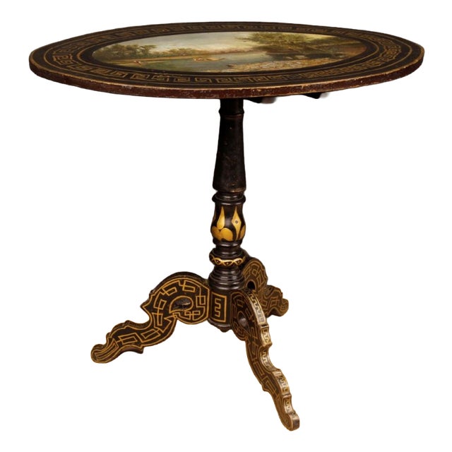 20th Century English Lacquered and Painted Side Table, 1920 For Sale