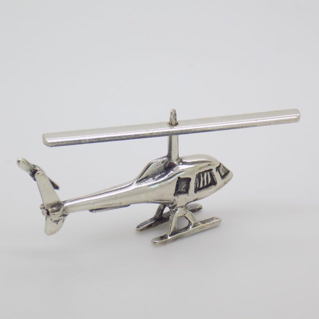 1980s Vintage Italian Handmade Silver Helicopter Miniature, Tuscany, Arezzo, Italy, 1980s For Sale - Image 5 of 11