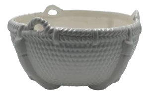 Vintage Hyalyn Basketweave White Ceramic Bowl