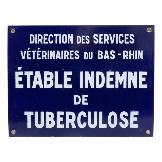 Vintage French Enamel Veterinary Sign For Sale