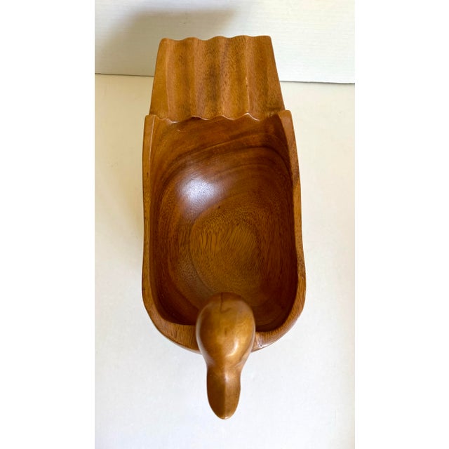 Brown Mid 20th Century Mid-Century Modern Hand-Carved Wood Duck Salad Bowl Set With Serving Bowl - 9 Pieces For Sale - Image 8 of 12
