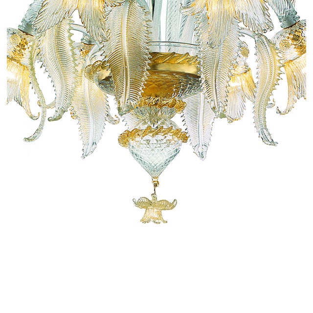 Traditional venetian Murano glass chandlier , full of hand-made details of blowing glass . Full of gold-leaf With Flowers...