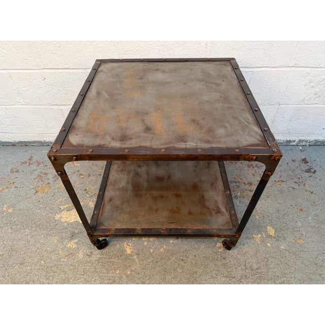 Late 20th Century Rustic Industrial Two-Tier Metal Accent Table For Sale - Image 10 of 15