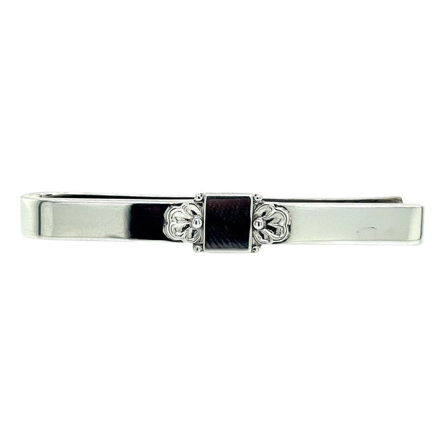 1990s Georg Jensen Estate Mens Tie Bar 2.5" Silver For Sale