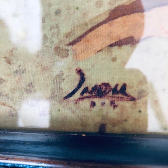 Goldenrod Original Batik Painting of Young Ibex, Framed Under Glass For Sale - Image 8 of 11