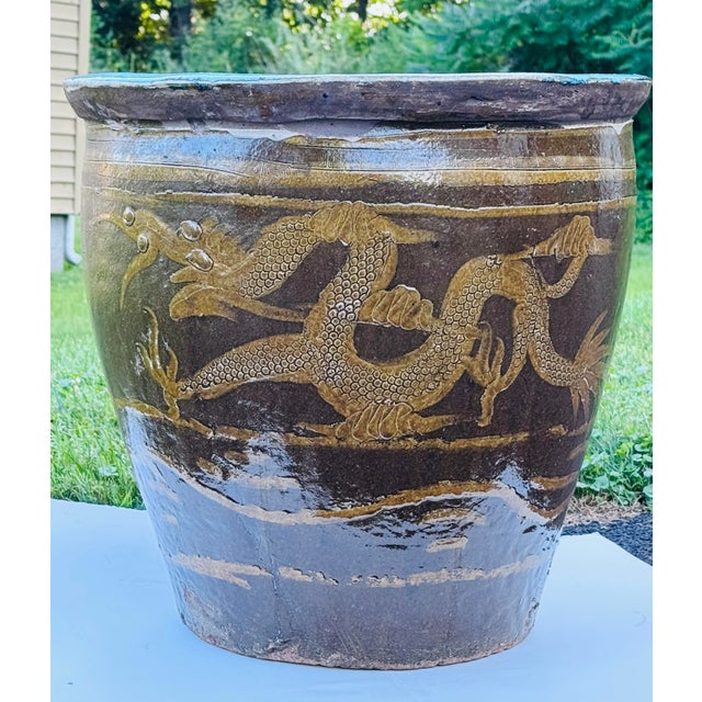 Vintage 1970s Large Chinese Dragon Jardiniere Planter Egg Pot Add a touch of timeless elegance to your home or garden with...