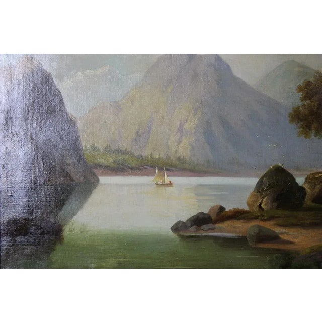 Mountain Landscape, 1800s, Oil on Canvas, Framed For Sale - Image 9 of 13